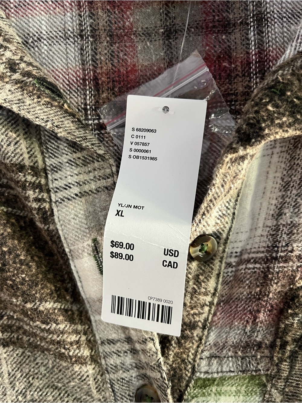 BDG Mixed Plaid Button-Down Shirt in Green, Brown, Red - Picture 3 of 4